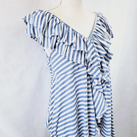 NWOT Free People Beach Stripe Ruffle Tank X-small - Picture 2 of 9